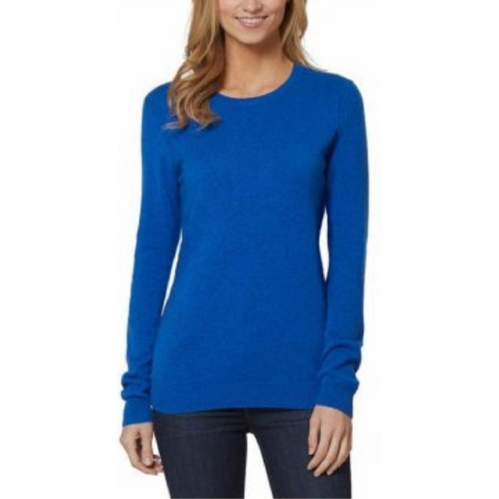 Magaschoni Sweater Womens XL 100% Cashmere Royal Blue Crewneck As Is